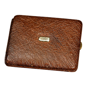 Amazing Quality Luxury Antique Ostrich Leather Wallet With 14k Gold Plaque Monogram SJS Credit Card Holder Money Cash Business Card Case