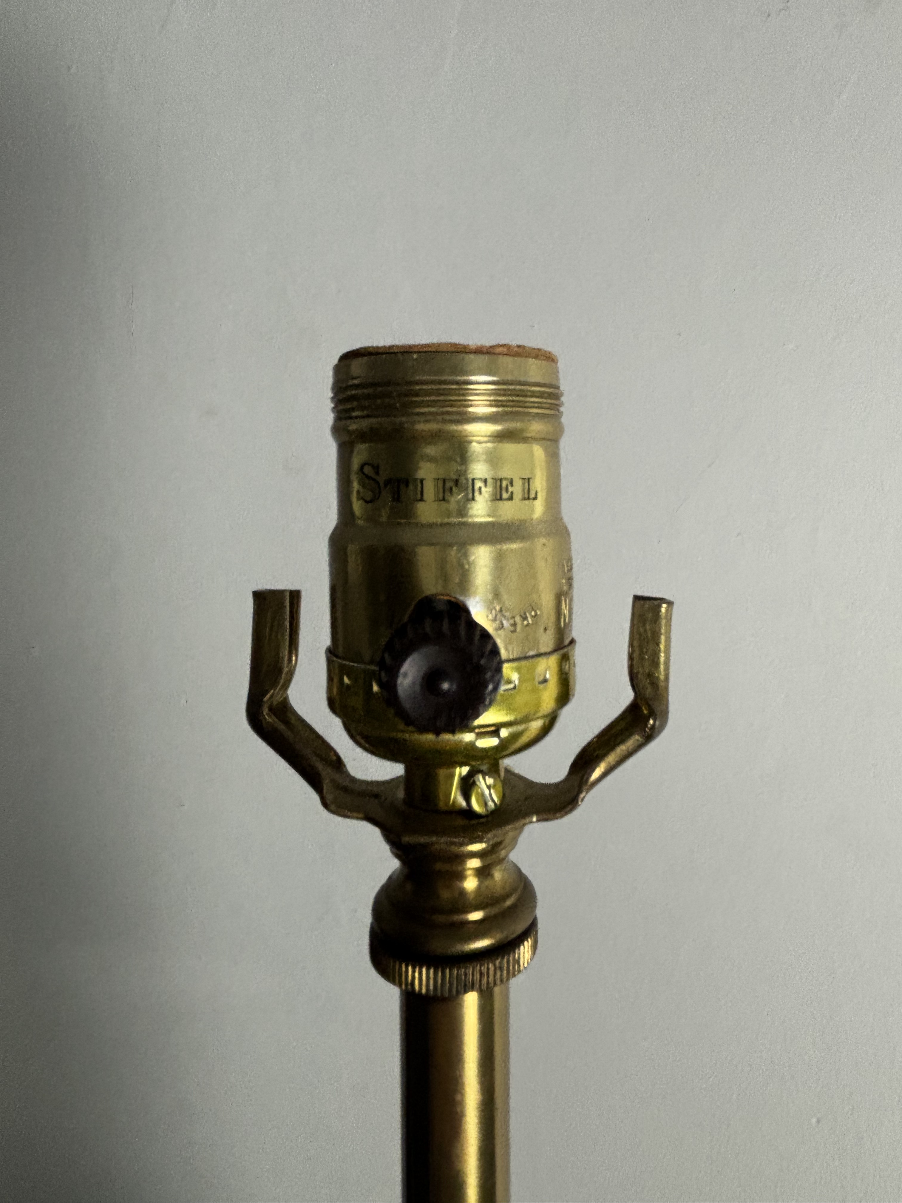 1960s Stiffel Blue Crackle Glaze Pagoda Lamp With Brass Base
