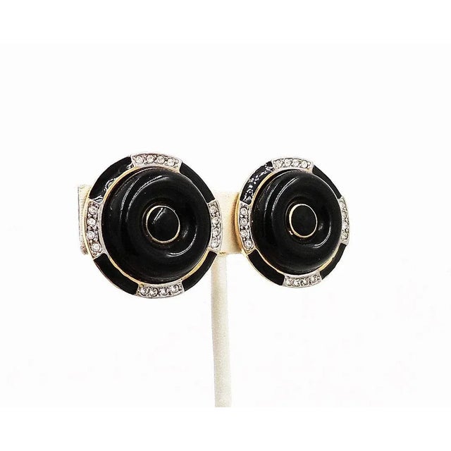 1980s Kenneth Lane Deco Style Black Earrings - 2 Pieces For Sale In Philadelphia - Image 6 of 7