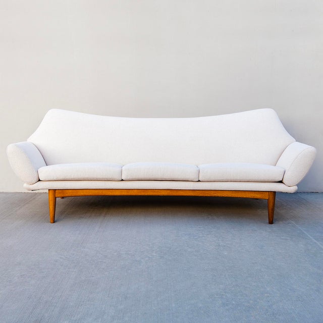 1960s Restored Johannes Andersen Three Seater Curved Sofa by Trensums For Sale - Image 9 of 13
