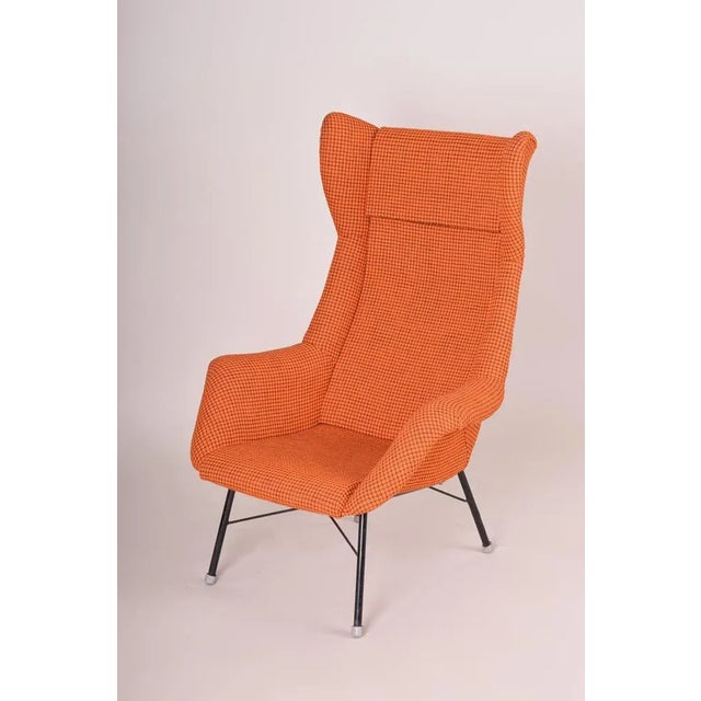 Textile Mid-Century Orange Armchair attributed to Miroslav Navratil, 1960s For Sale - Image 7 of 7