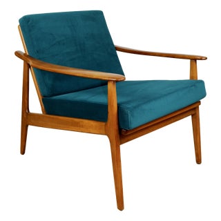 Vintage Danish Loft Lounge Chair in Sea Green, 1970s For Sale