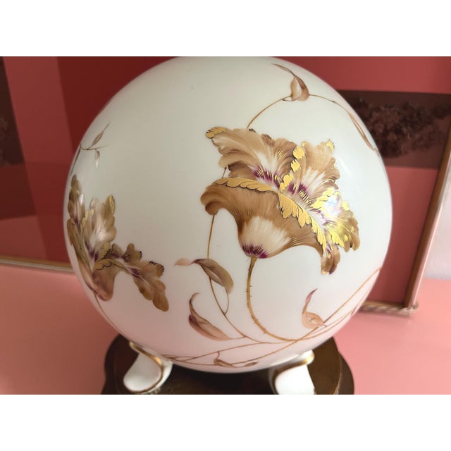 1940s Porcelain Floral Pearl Lamp & Shade by Rosenthal For Sale - Image 10 of 18