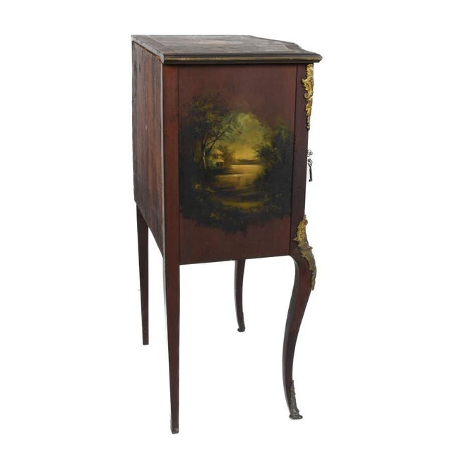 19th Century Antique 19th-Century Hand-Painted and Ormolu Cabinet For Sale - Image 5 of 7