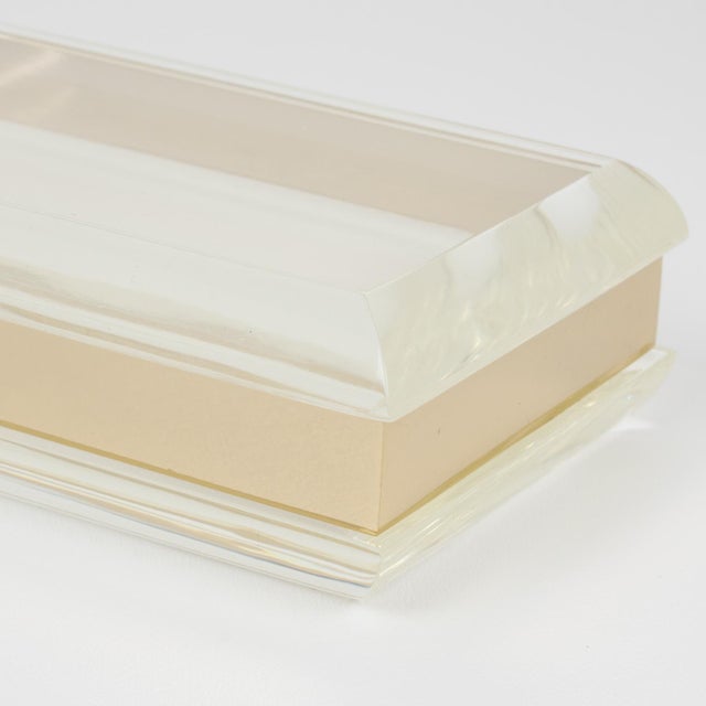 Philippe Cheverny Style Geometric Lucite and Gilded Metal Box, circa 1970 For Sale - Image 12 of 12