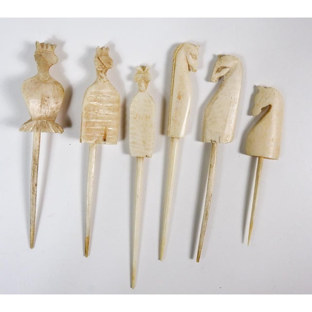 Cream 19th Century Carved Bone Game Pieces Collection With Wood Stand For Sale - Image 8 of 17