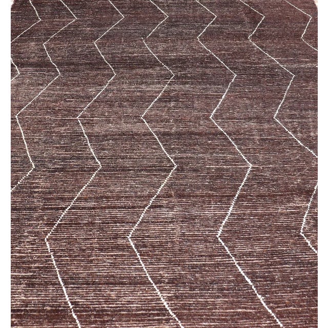 Brown Hand-Knotted Moroccan Zig-Zag Rug, 9'1" X 12'0" by Keivan Woven Arts For Sale - Image 4 of 11