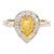 0.89 Ct Pear Cut Yellow Sapphire Diamond Statement Ring Size 7 For Sale