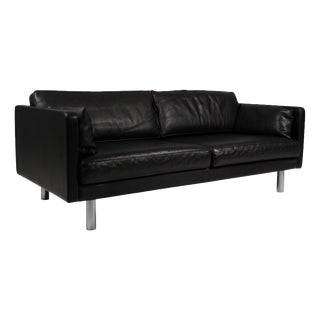 Model 220 3-Seater Sofa in Black Leather by Erik Jørgensen For Sale