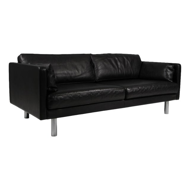 Model 220 3-Seater Sofa in Black Leather by Erik Jørgensen For Sale