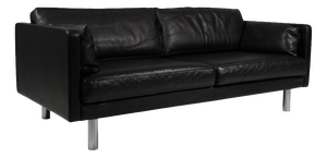 Model 220 3-Seater Sofa in Black Leather by Erik Jørgensen