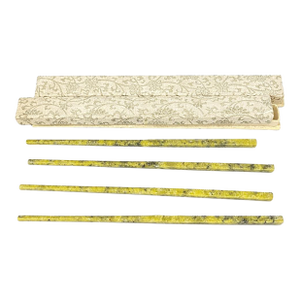 Vintage Chinese Jade Stone Chopsticks 2 Pairs With Silk Boxes