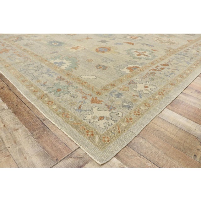 Neutral Earth-Tone Turkish Oushak Rug, 09'11 X 12'06 For Sale In Dallas - Image 6 of 8