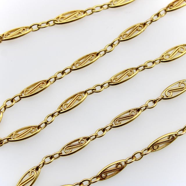 Vintage 18k Gold 18” Fancy Link Chain For Sale - Image 4 of 8
