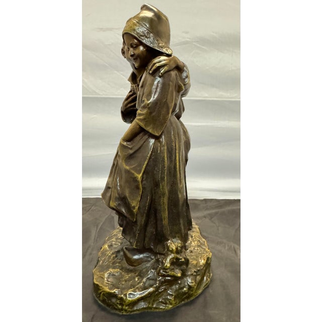 Antique 1900s Joseph D’Aste Bronze Dutch Boy & Girl Couple D’enfants Hollandais For Sale - Image 4 of 9