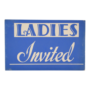 Vintage Ladies Invited Cardboard Retail Wall Sign