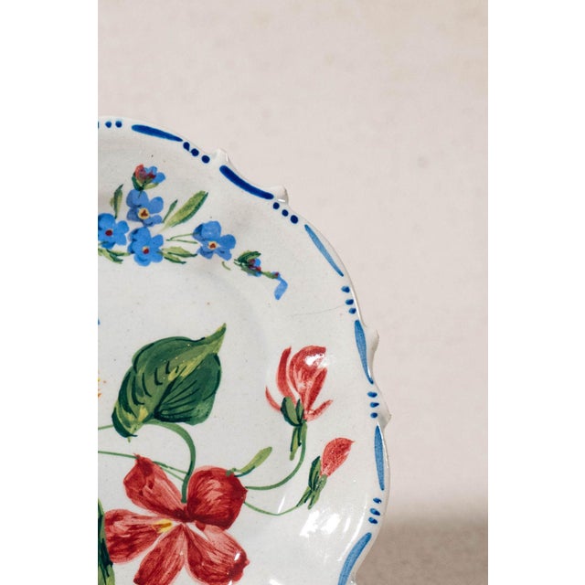 Mid 20th Century Set of 6 Hand Painted Floral Italian Plates For Sale - Image 10 of 14