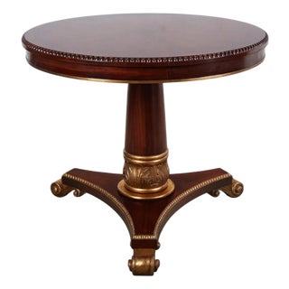 Panache Regency Style Mahogany & Giltwood Round Pedestal Center Table For Sale