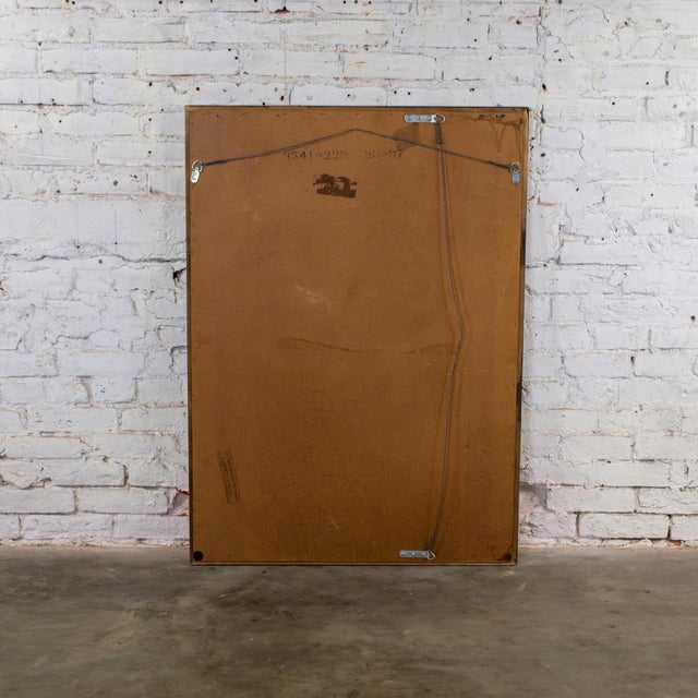 1974 Modern Wall Mirror by Thomasville Rectangular Oak Frame With Brass Plated Detail For Sale - Image 17 of 18