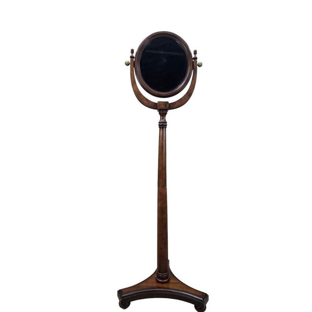 Mid 20th Century Antique Style Adjustable Pedestal Cheval Shaving Mirror For Sale - Image 5 of 7