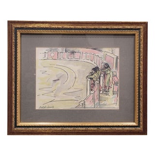 Félix Cuadrado Lomas, Bullring, 20th Century, Watercolor, Framed For Sale