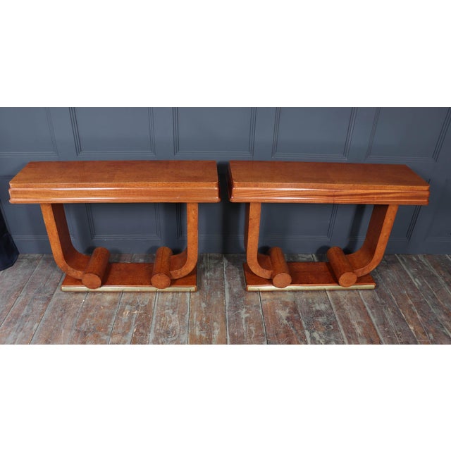Art Deco French Console Tables in Amboyna, 1925, Set of 2 For Sale - Image 15 of 17