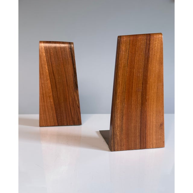 Mid-Century Modern Mid-Century Modern German Bookends in Walnut and Brass, 1960s, Set of 2 For Sale - Image 3 of 12