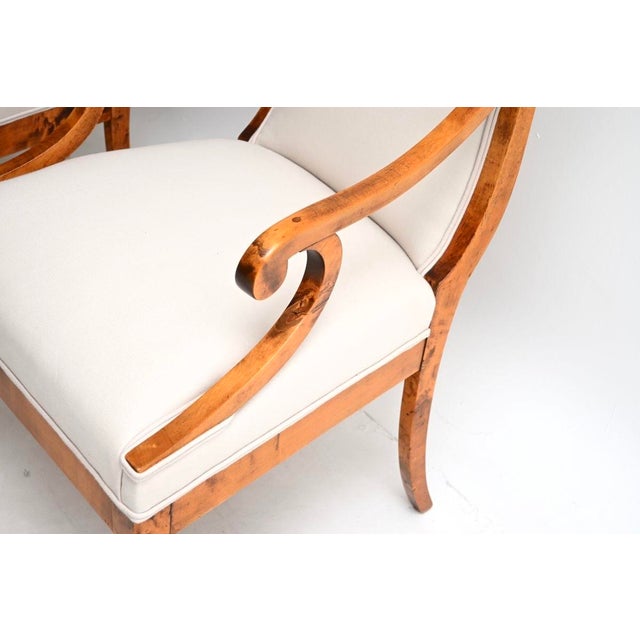 Antique Biedermeier Swedish Satin Birch Armchairs, 1860s, Set of 2 For Sale - Image 10 of 11