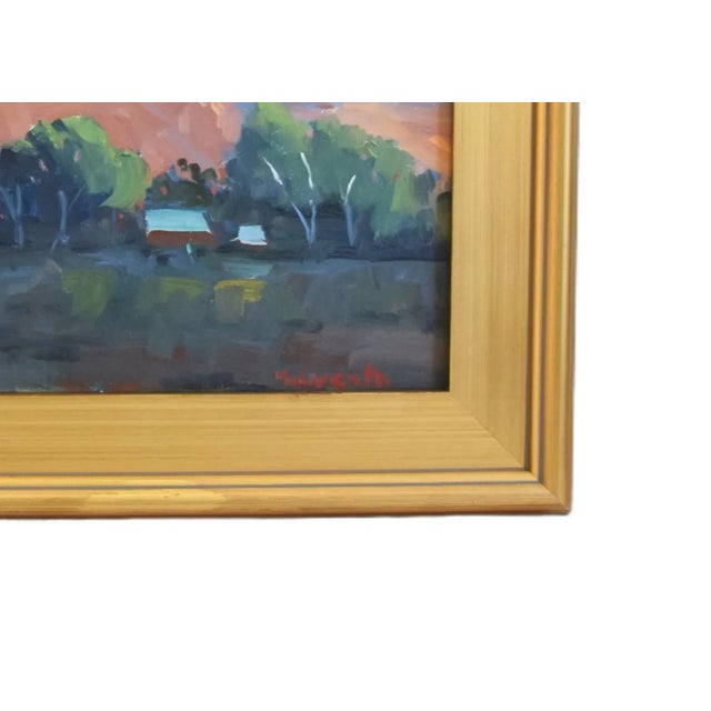 Green Silvio Silvestri, Listed Artist Southwestern Canyon Landscape Painting Including the Antiqued Gold Wood Frame For Sale - Image 8 of 12