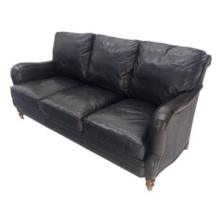 Madrid Hartwell Black Leather Sofa by Wesley Hall MINT! For Sale