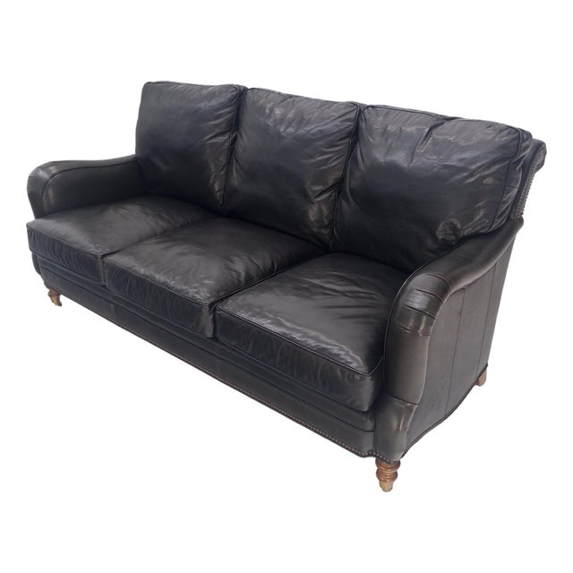 Madrid Hartwell Black Leather Sofa by Wesley Hall MINT! For Sale