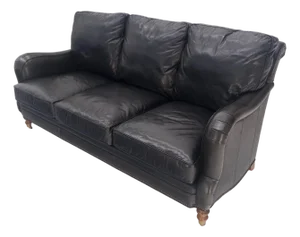 Madrid Hartwell Black Leather Sofa by Wesley Hall MINT!