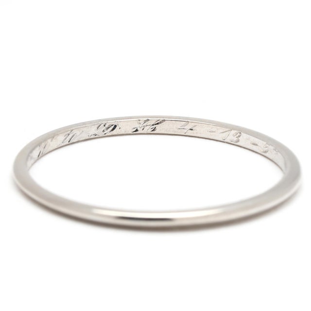 1970s Art Deco Knife Edge Thin Band Ring, Platinum, Ring Size 6.5 For Sale In Greensboro - Image 6 of 8