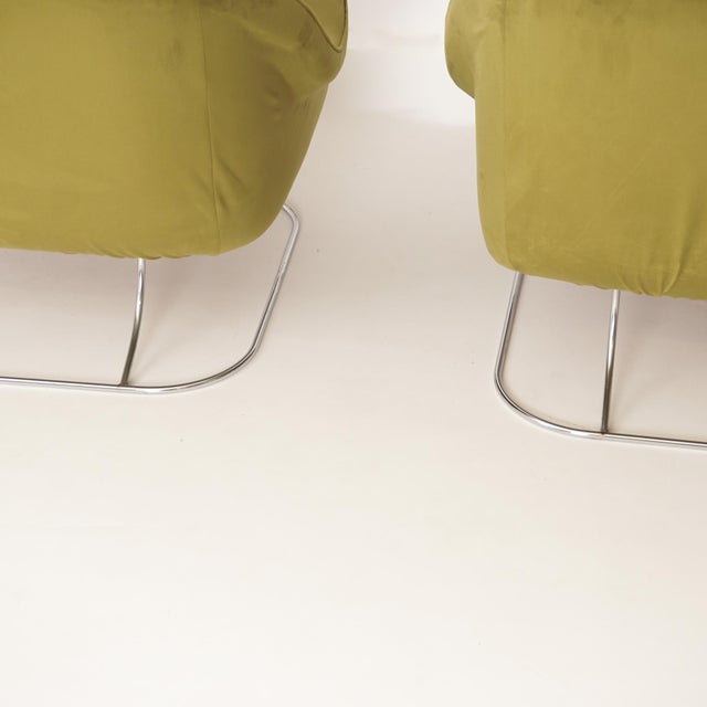 Set of Green Velvet Armchairs, 1970s, in Restored conditions. Designed 1970 to 1979