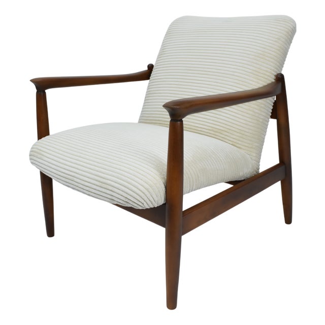 Vintage Armchair in Beige Cord by E. Homa, 1960s For Sale