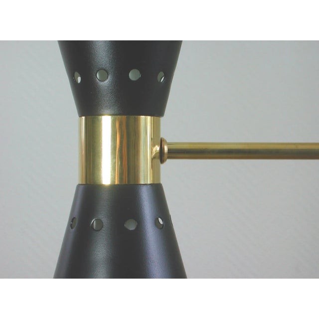 Black Mid-Century French Black Double Cone Diabolo Pendant Chandelier, 1950s For Sale - Image 8 of 15