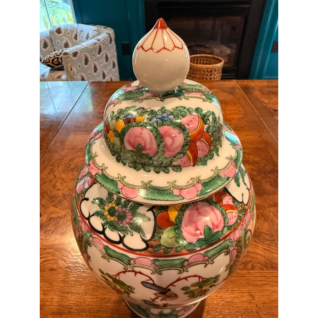 Ceramic Rose Medallion Ginger Jar For Sale - Image 7 of 8
