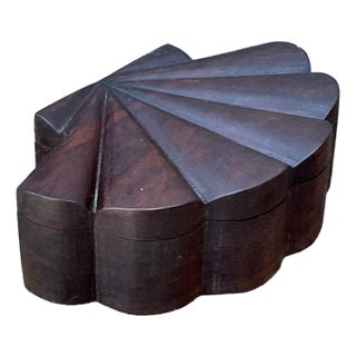 Vintage Hand Carved Wood Clam Box For Sale