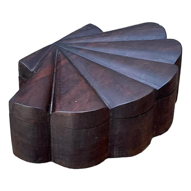 Vintage Hand Carved Wood Clam Box For Sale