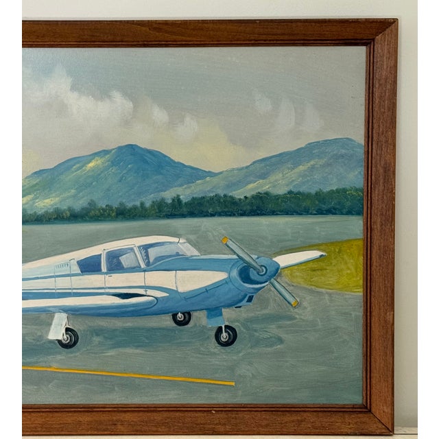 1960s Oil Painting of Single Prop Engine, Signed For Sale - Image 4 of 6