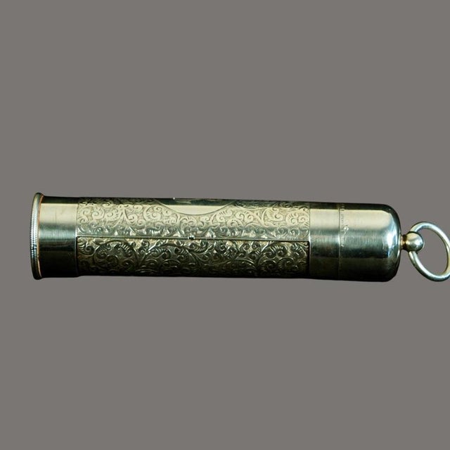 Victorian Engraved Silver Pocket Thermometer with Swivel Case, 1800s For Sale - Image 3 of 12
