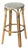 Tobias 30 in. Seat Height Round Rattan Backless Bar Stool, White/Black Dot/ Natural Rattan Frame For Sale