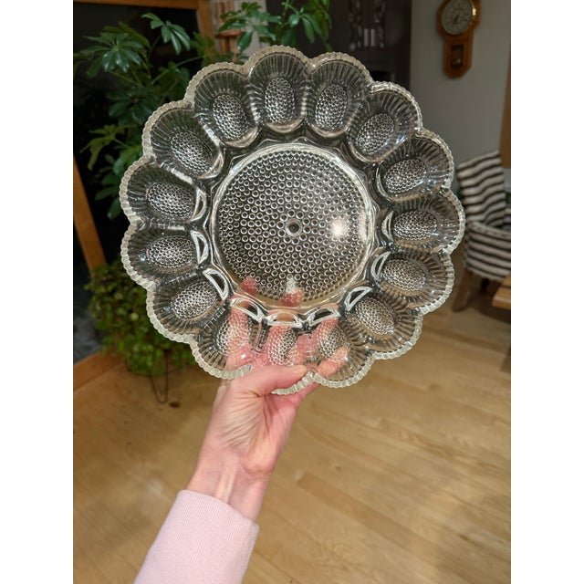 Vintage Glass Hobnail Egg Plate For Sale - Image 11 of 11