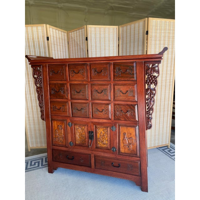 1970s Vintage Mahogany Ming Altar Style Tall Chest For Sale - Image 13 of 13
