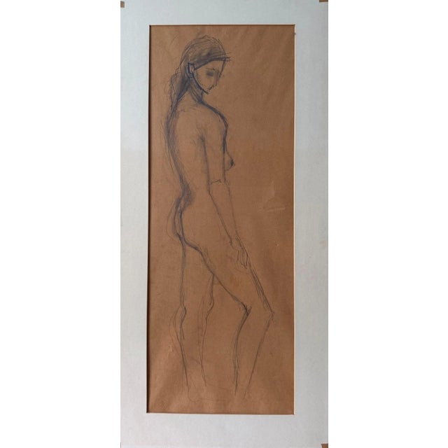 Black Karl Hofer, Female Nude, Sketch on Paper For Sale - Image 8 of 11