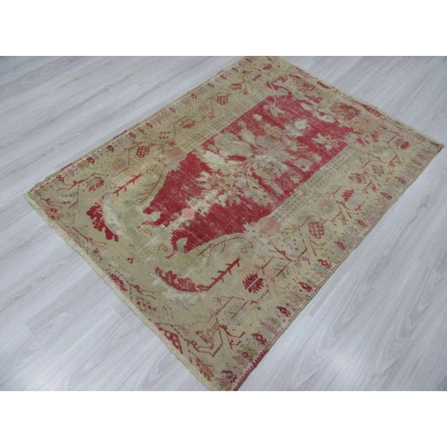 1960s Vintage Turkish Ghordes Rug - 4′3″ × 5′8″ For Sale - Image 4 of 6