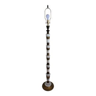 1950s Asian Regency Brass and Marble Floor Lamp by Frederick Cooper For Sale