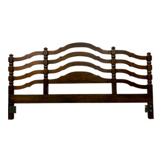 Vintage King Size Country French Louis XV Style or Shape Ladderback Headboard For Sale