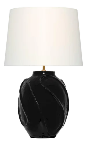 AERIN by Visual Comfort Signature Idalia 28" Sculpted Table Lamp in Raven Black with Linen Shade