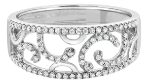 Antique Style Diamond Ring 18k White Gold, Size 9